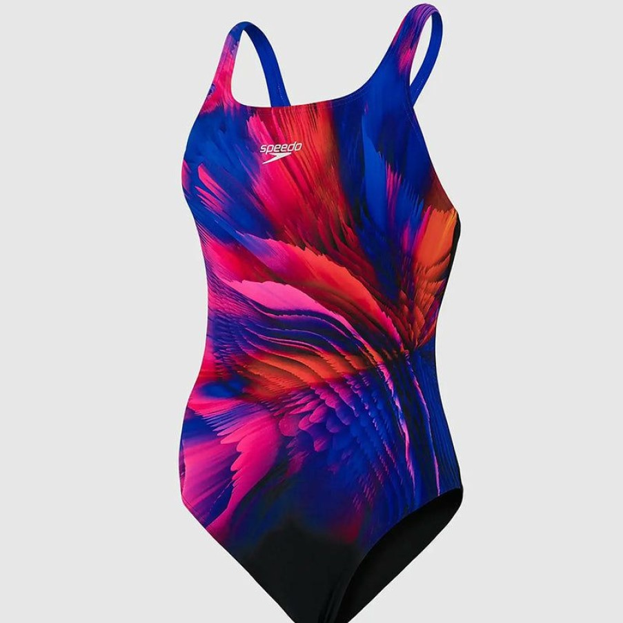 Womens * | Best Price Speedo Women'S Placement Digital Medalist Swimsuit Black/Multi