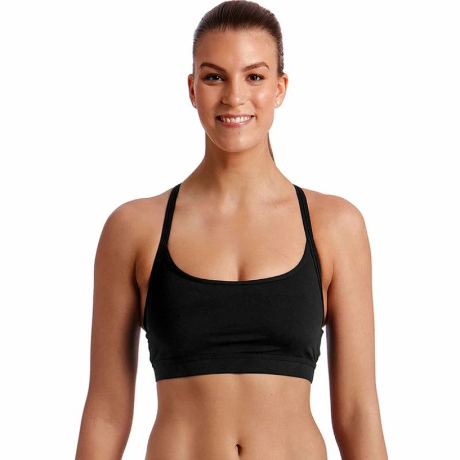 Womens * | Free Delivery Funkita Still Black Ladies Sports Bikini Top