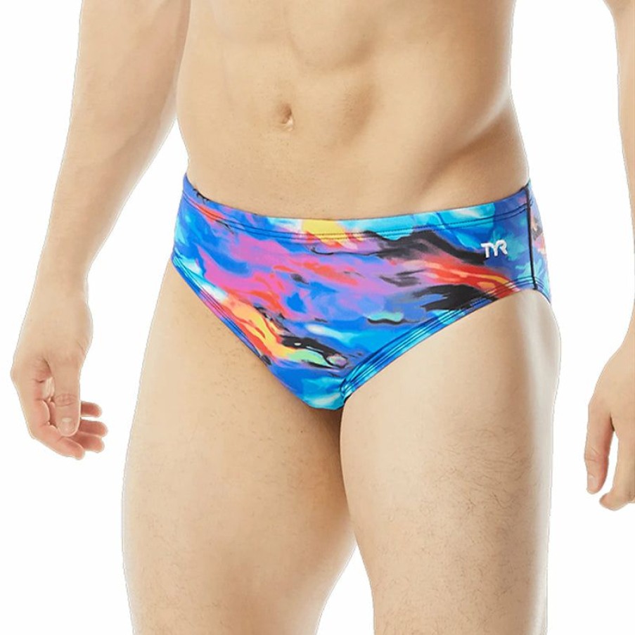 Mens * | Premium Tyr Men'S Synthesis Racer Brief Blue/Multi