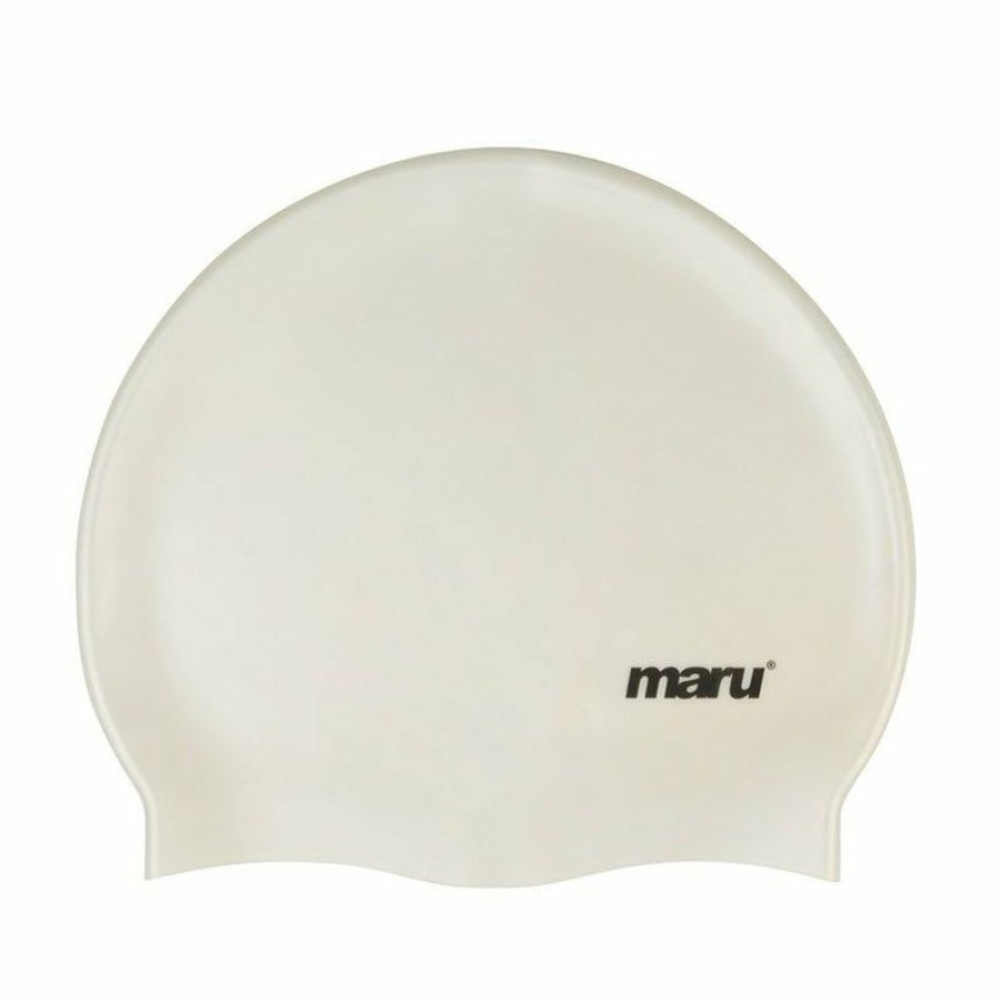 Accessories * | Best Price Maru Plain Coloured Silicone Swim Hat White