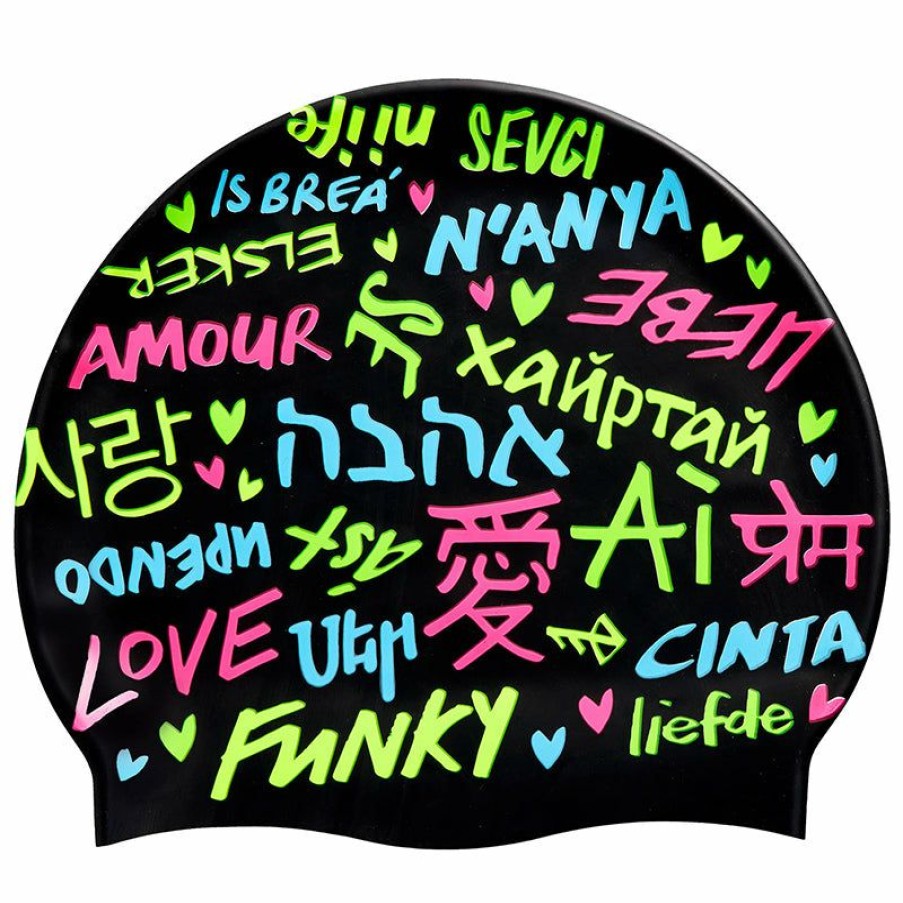 Accessories * | Reliable Quality Funky Love Funky Silicone Swimming Cap