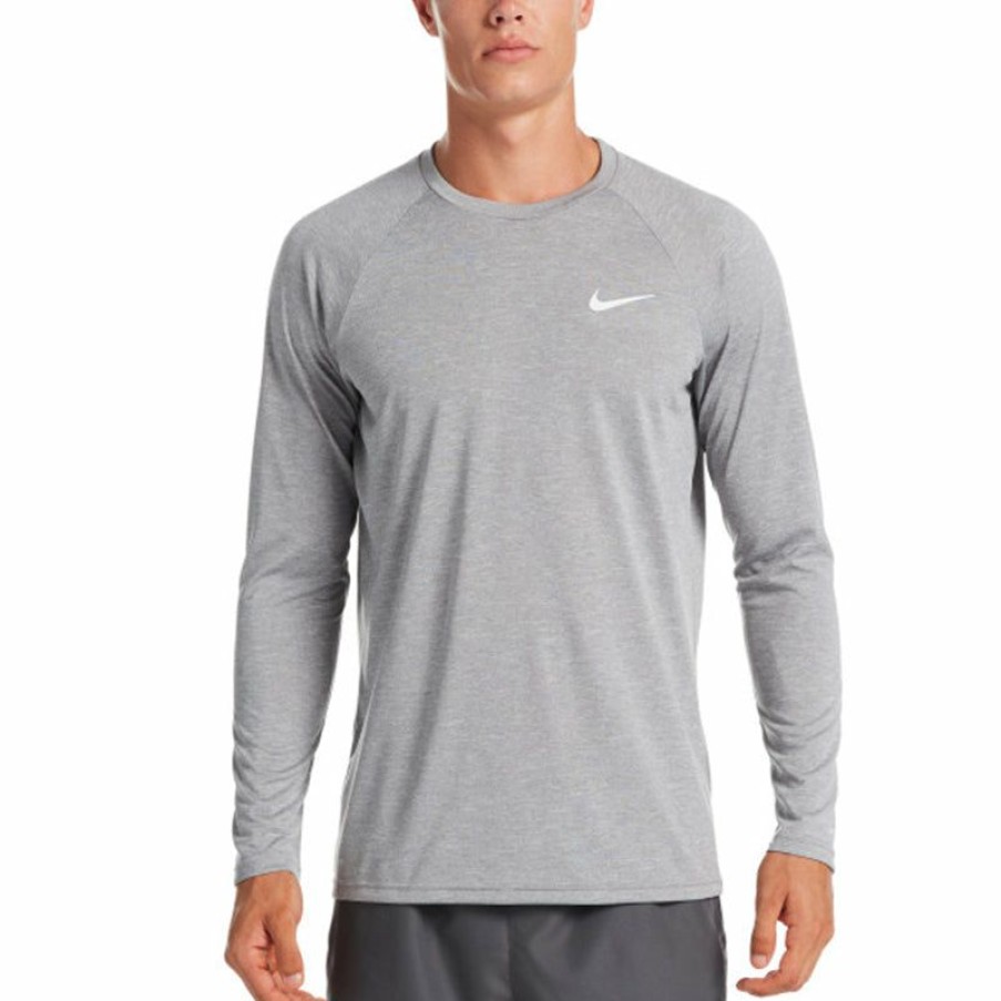 Mens * | Best Price Nike Heather Long Sleeve Hydroguard (Particle Grey)