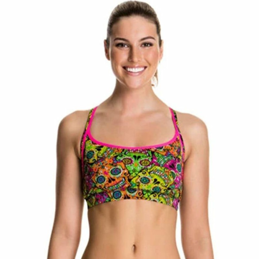 Womens * | Online Store Funkita Skull Keeper Ladies Bikini Sports Top