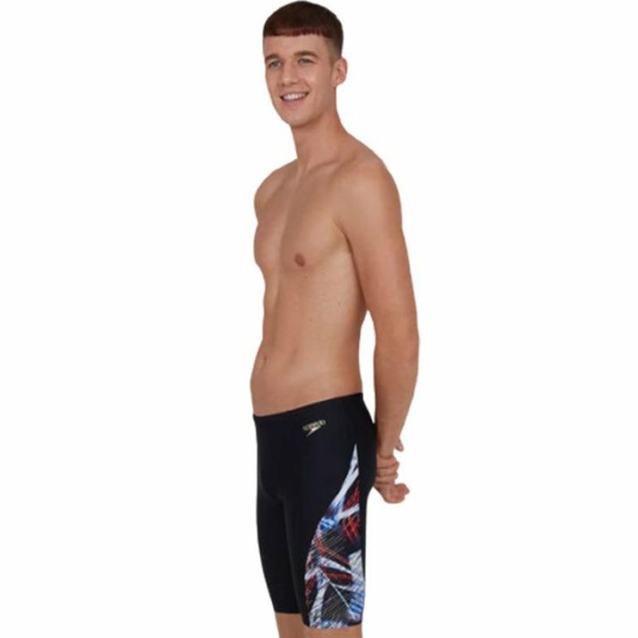 Mens * | Large Choice Speedo Coloursplash V-Cut Jammer Black/Red/White