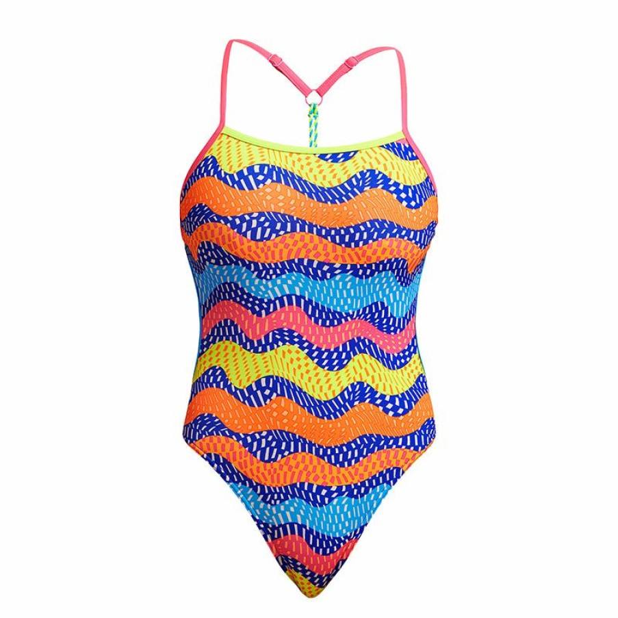 Womens * | Large Choice Funkita Rocky Wave Ladies Twisted One Piece