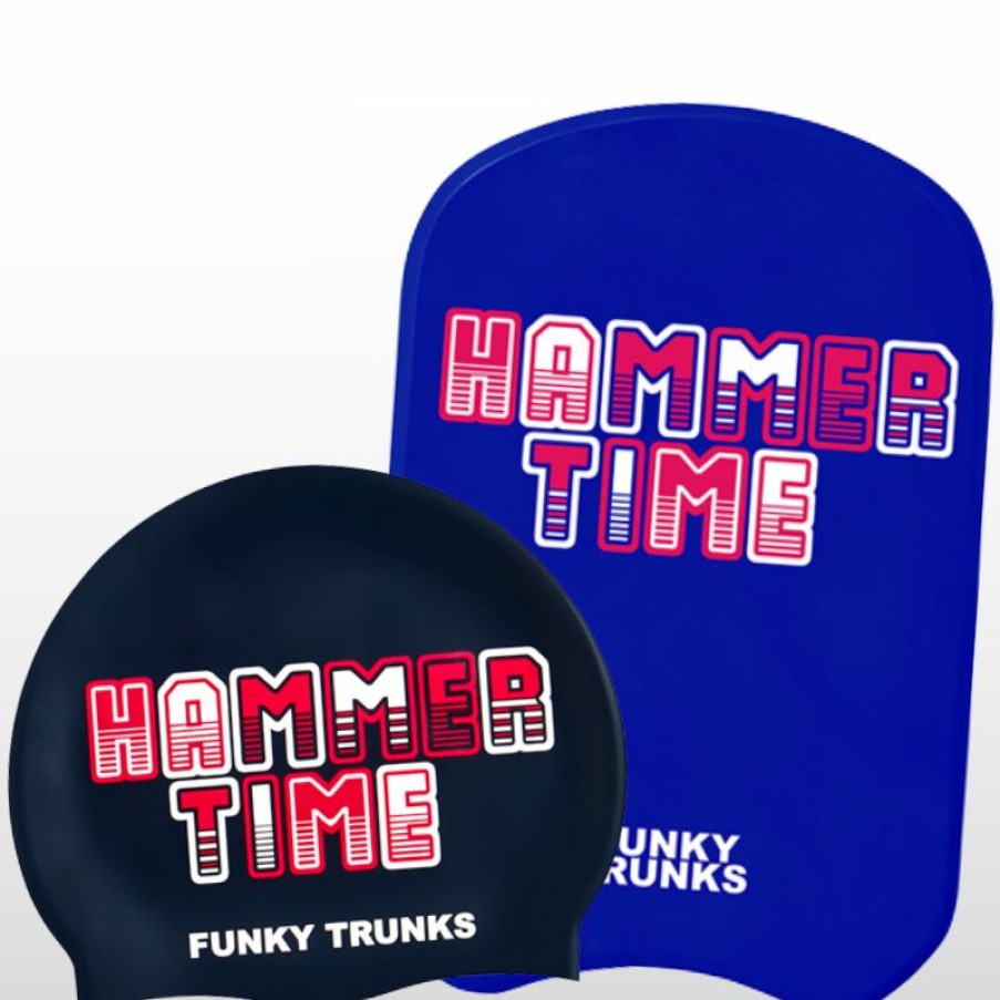 Accessories * | Premium Funky Trunks Hammer Time Swim Hat & Kickboard Set