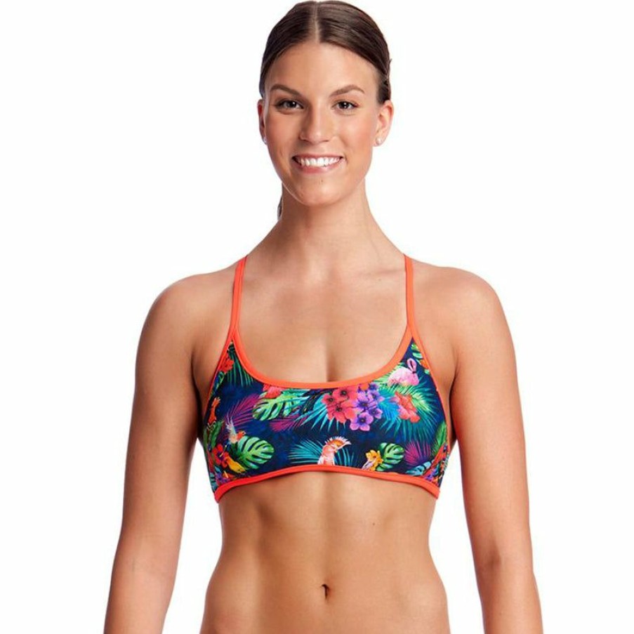 Womens * | Discount Store Funkita Tropic Team Ladies Cross Back Tie Bikini Top