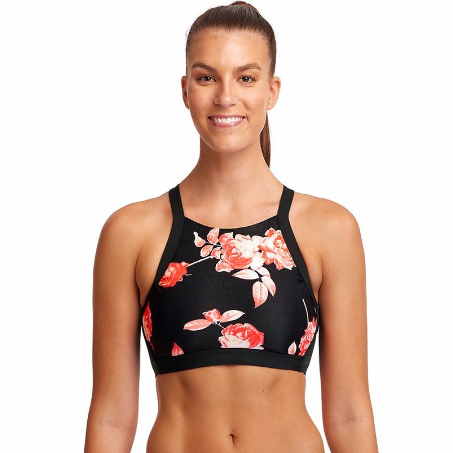 Womens * | Best Price Funkita Rose Garden Ladies Hi Light Swim Top