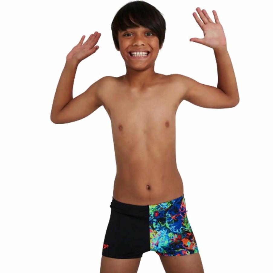 Kids * | Outlet Sale Speedo Boy'S Digital Placement Aquashort Black/Multi