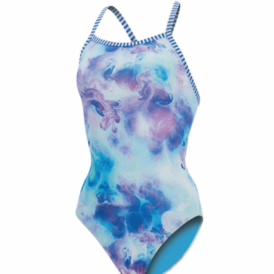 Womens * | Premium Dolfin Uglies Tempest Blue V-2 Back One Piece Swimsuit