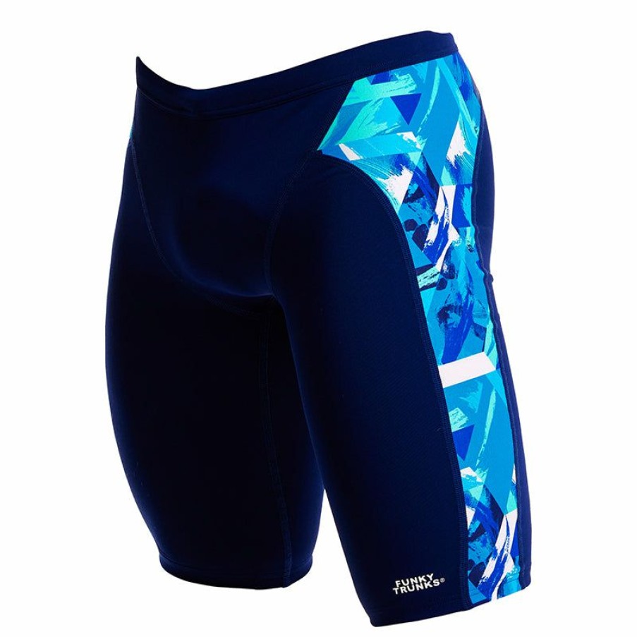 Mens * | Online Store Funky Trunks Bashed Blue Mens Training Jammers