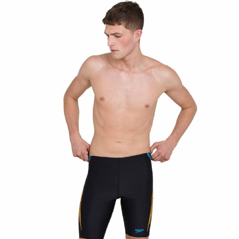 Mens * | Special Style Speedo Mens Tech Panel Jammer Black/Mango