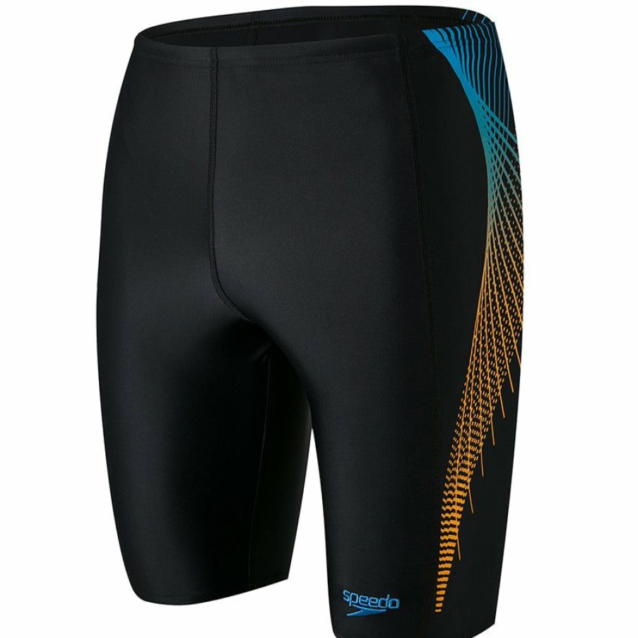 Mens * | Special Style Speedo Mens Tech Panel Jammer Black/Mango