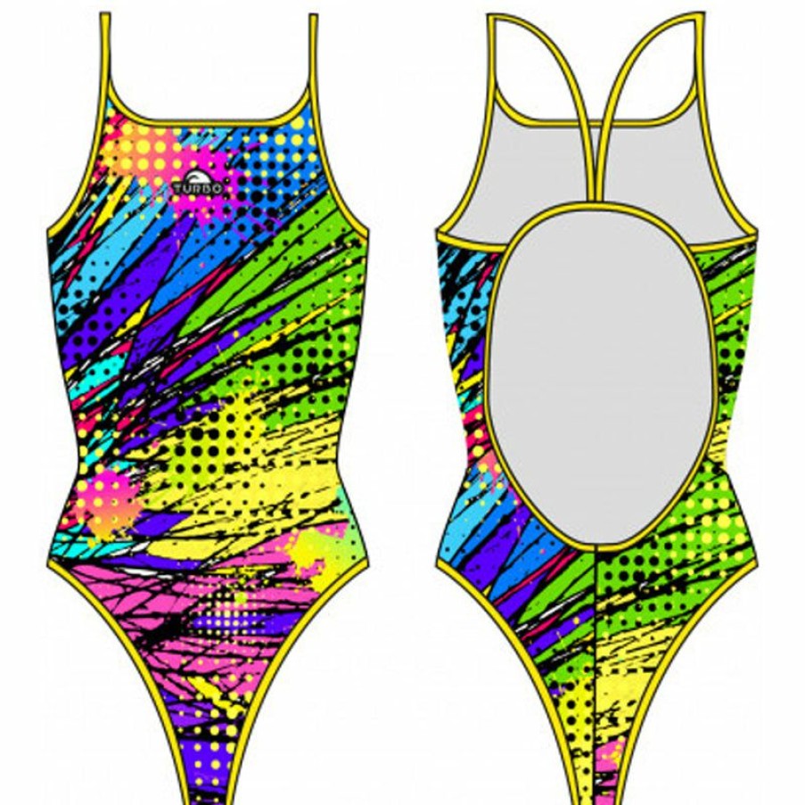 Womens * | Best Price Turbo Kriptonite Ladies Pro-Racer Swimsuit (Yellow)