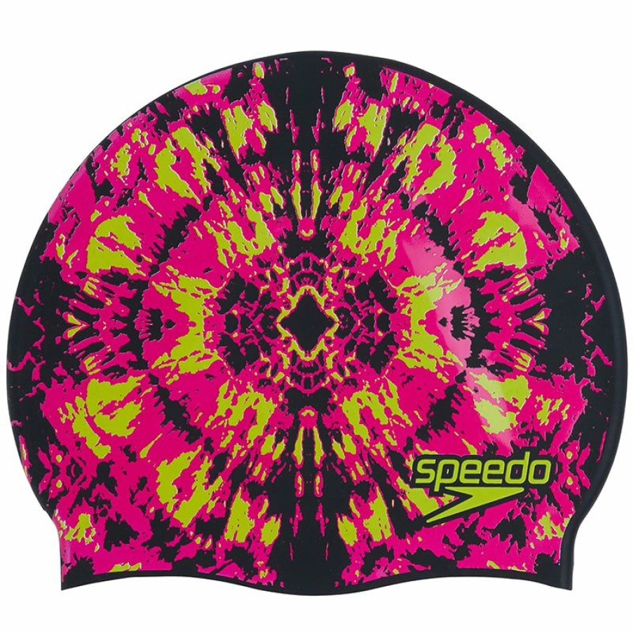 Accessories * | Outlet Sale Speedo Junior Slogan Silicone Cap Black/Pink