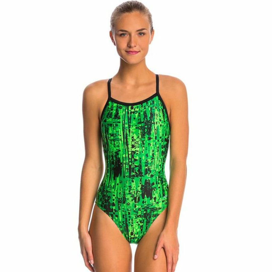 Womens * | Excellent Dolfin Xtrasleek Eco Jolt V-2 Back Swimsuit Green