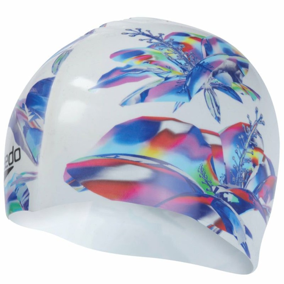 Accessories * | Best Price Speedo Adult Digital Printed Cap White/Black