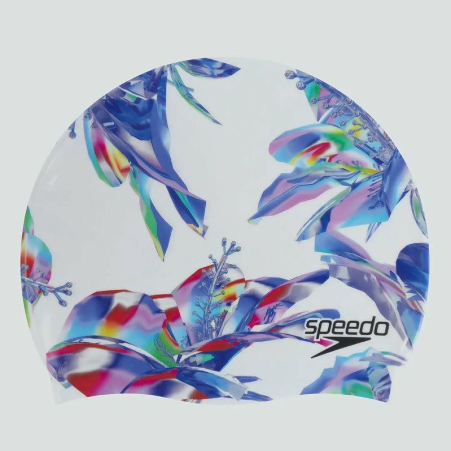 Accessories * | Best Price Speedo Adult Digital Printed Cap White/Black