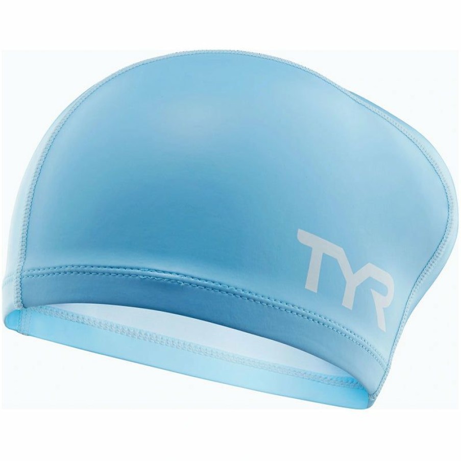 Accessories * | Classical Tyr Silicone Comfort Long Hair Adult Swim Cap Light Blue