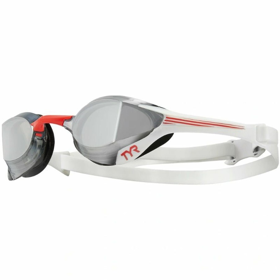 Accessories * | Best Sellers Tyr Tracer-X Elite Mirrored Racing Adult Goggles Silver/Red