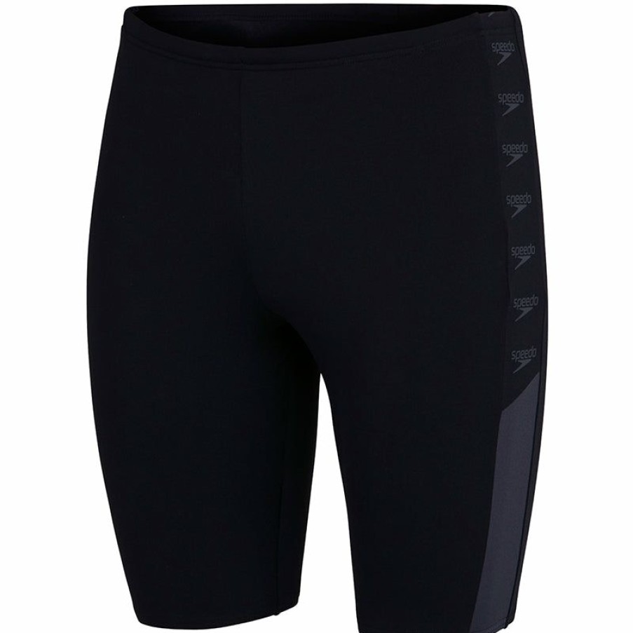 Mens * | Classical Speedo Mens Boom Logo Splice Jammer Black/Grey