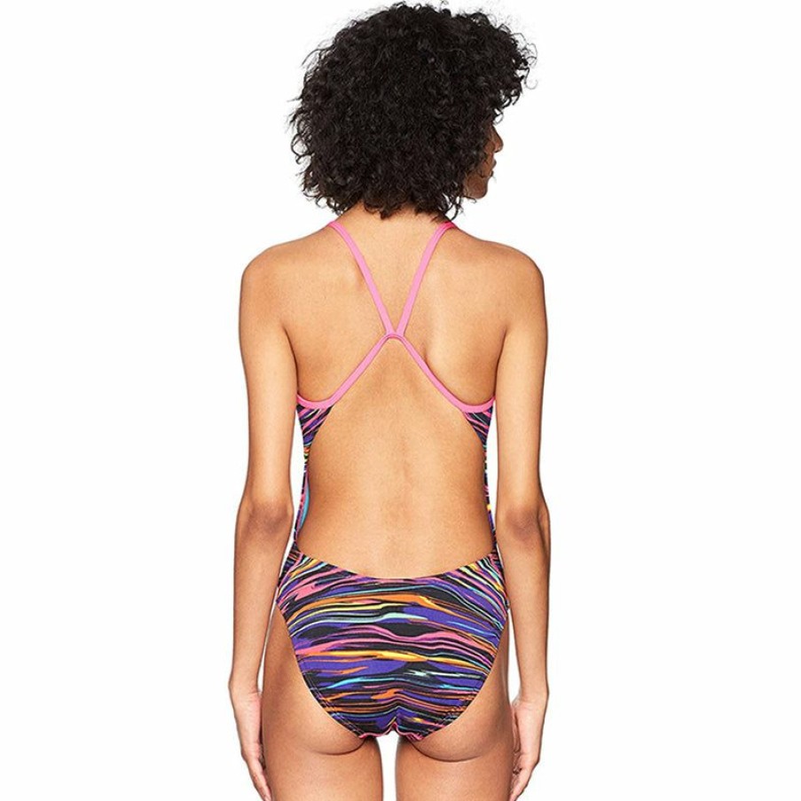 Womens * | Bestsellers Tyr Fresno Cutoutfit Ladies Swimsuit Purple/Multi