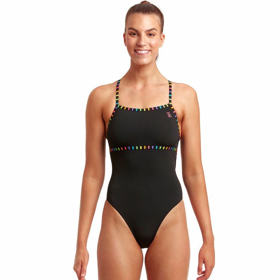 Womens * | Special Style Funkita Black Stripes Ladies Single Strength One Piece