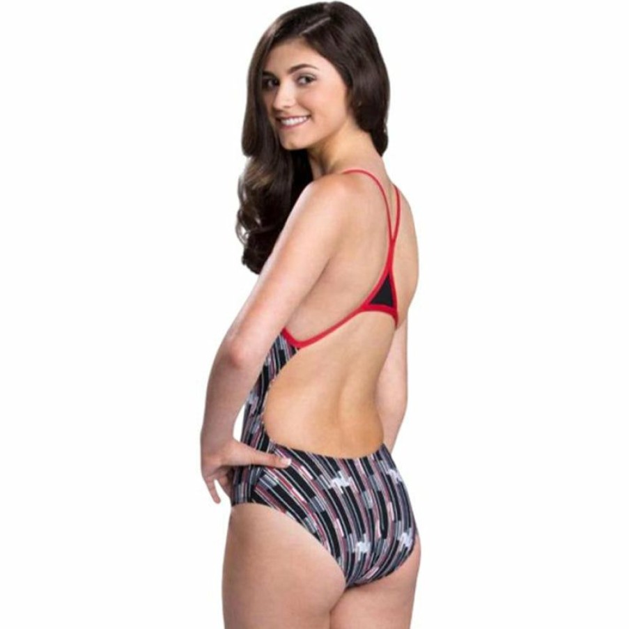 Womens * | Bestsellers Dolfin Graphlite Series Infiniti Mtg Back Swimsuit Red