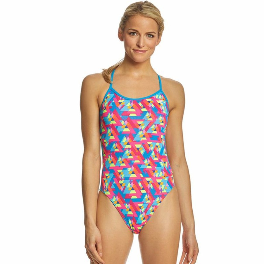 Womens * | Reliable Quality Tyr Le Reve Trinityfit Ladies Swimsuit Pink/Turquoise