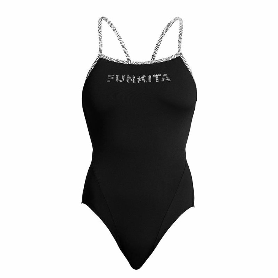 Womens * | Outlet Sale Funkita Black Current Ladies Single Strap One Piece