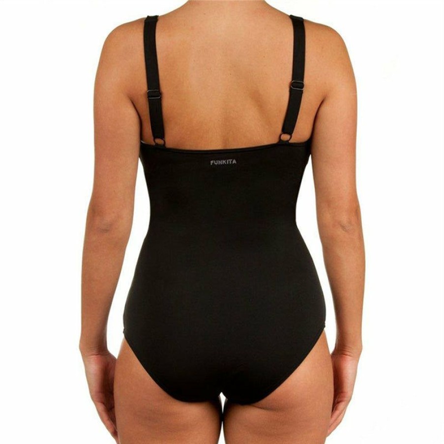 Womens * | Online Store Funkita Form Still Black Ladies Ruched One Piece