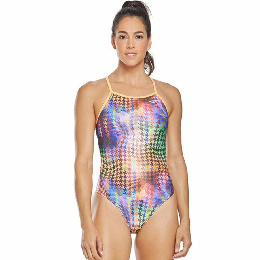 Womens * | Free Delivery The Finals Funnies Houndstooth Foil Wingback Swimsuit