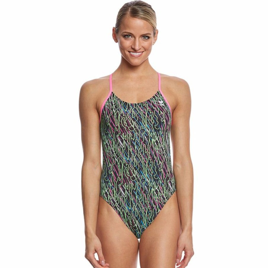 Womens * | Bestsellers Tyr Electro Cutoutfit Ladies Swimsuit Black/Multi