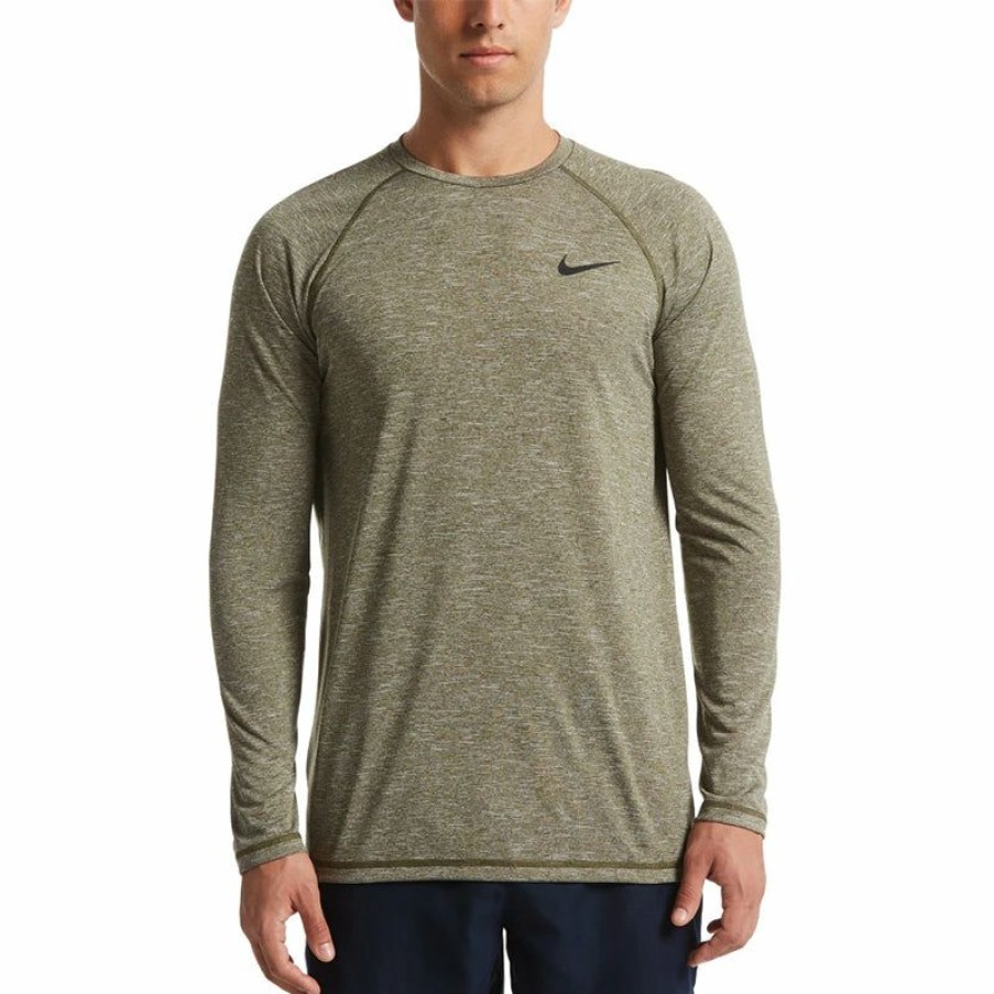 Mens * | Discount Store Nike Long Sleeve Hydroguard T-Shirt (Medium Olive)