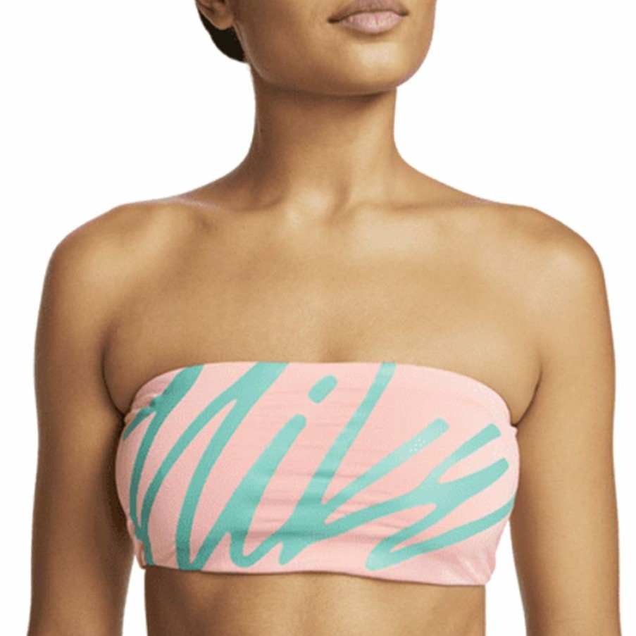 Womens * | Classical Nike Women'S Multi Logo Bandeau Bikini Top (Bleached Coral)