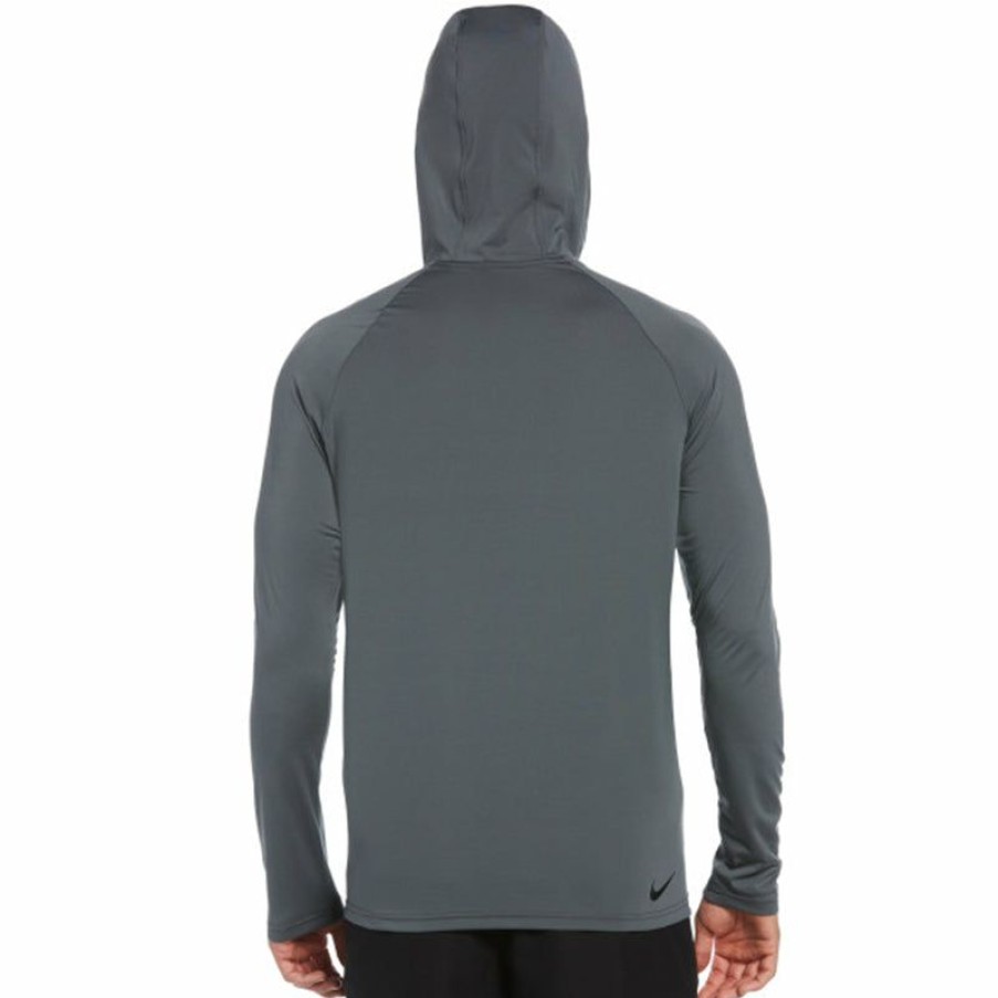 Mens * | Free Delivery Nike Outline Logo Long Sleeve Hooded Hydroguard (Iron Grey)