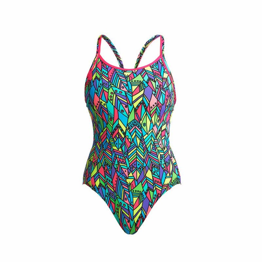 Womens * | Online Store Funkita Feather Fiesta Ladies Diamond Back One Piece