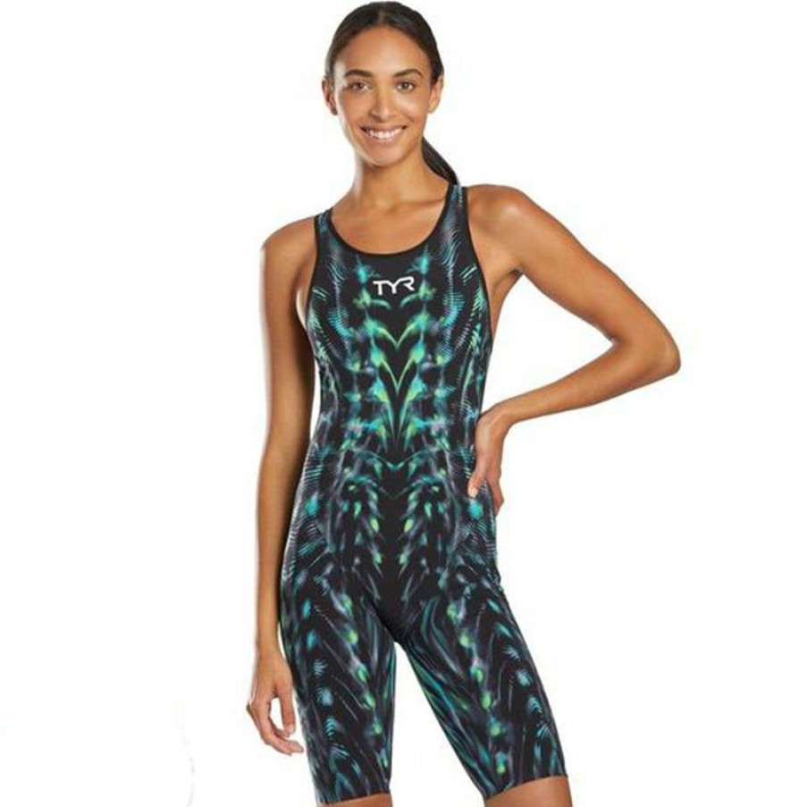 Womens * | Online Store Tyr Venzo Genesis Open Back Ladies Swimsuit Steel Green