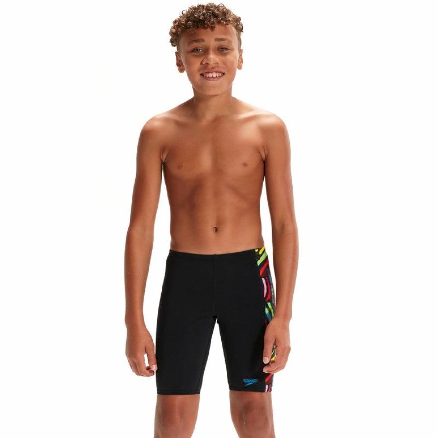 Kids * | Bestsellers Speedo Boys Digital Allover Panel Jammer Black/Red