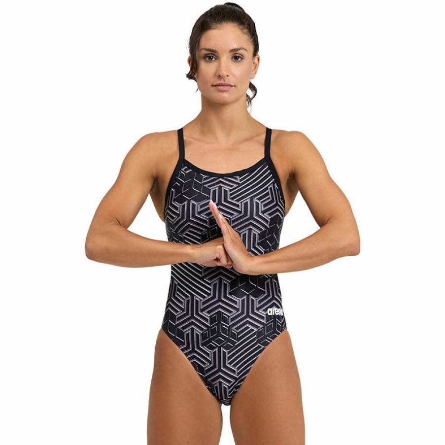 Womens * | New Arena Kikko Pro Challenge Back Ladies Swimsuit Black/Multi