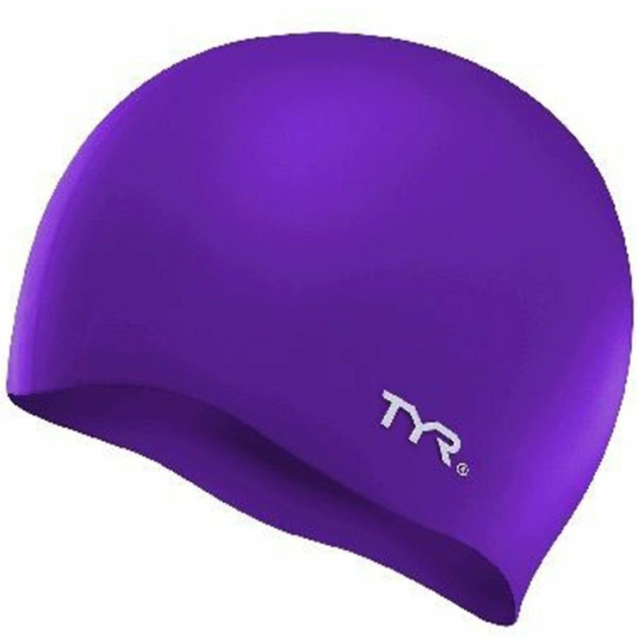 Accessories * | New Tyr Wrinkle-Free Silicone Adult Fit Swimming Cap Purple