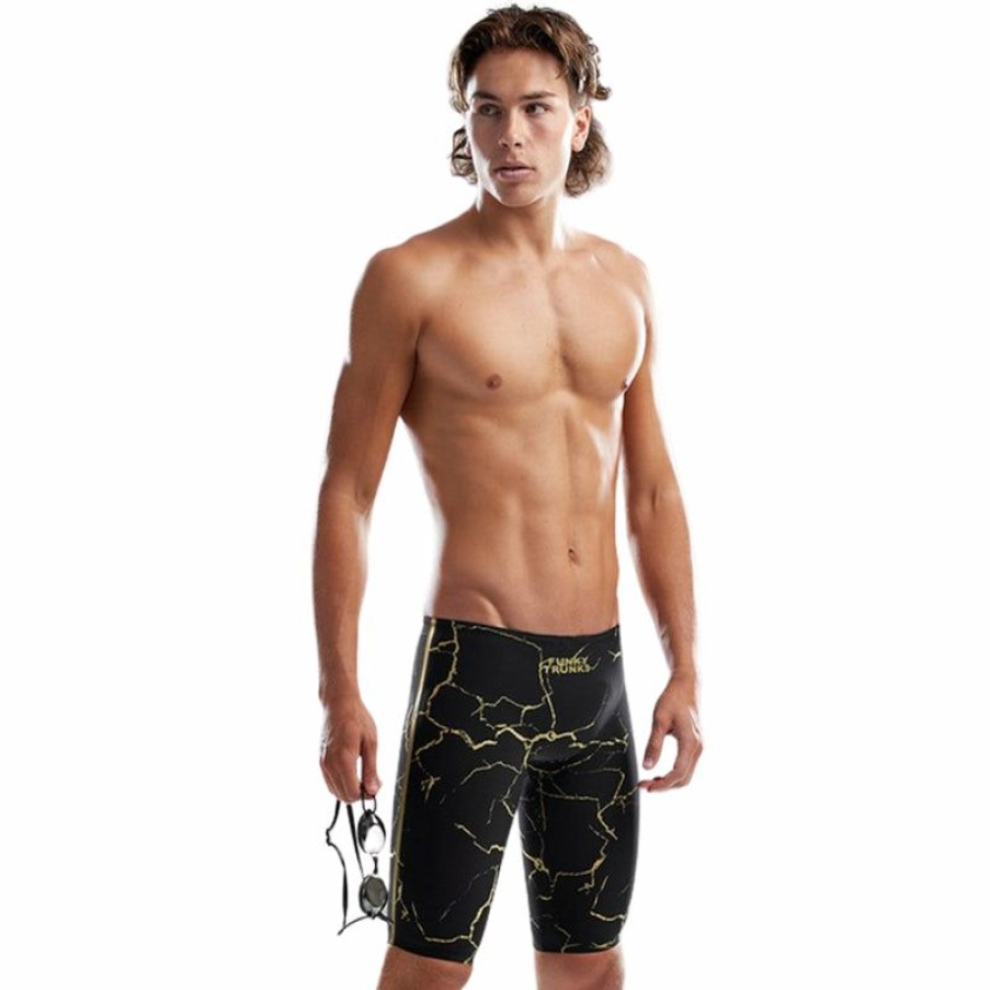 Mens * | Online Discount Funky Trunks Cracked Gold Mens Apex Predator X Jammers