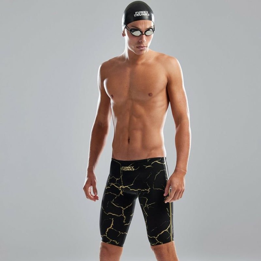 Mens * | Online Discount Funky Trunks Cracked Gold Mens Apex Predator X Jammers