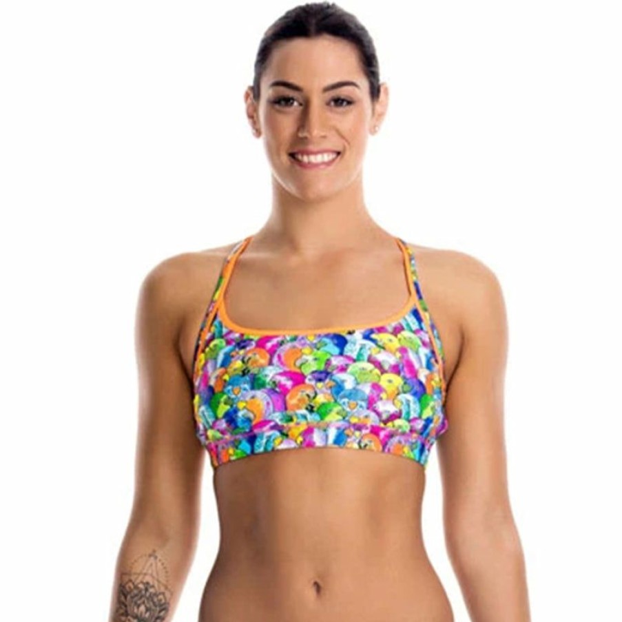 Womens * | Online Store Funkita Bang Bang Budgie Ladies Bikini Sports Top