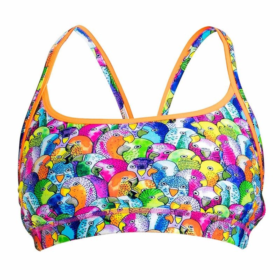 Womens * | Online Store Funkita Bang Bang Budgie Ladies Bikini Sports Top