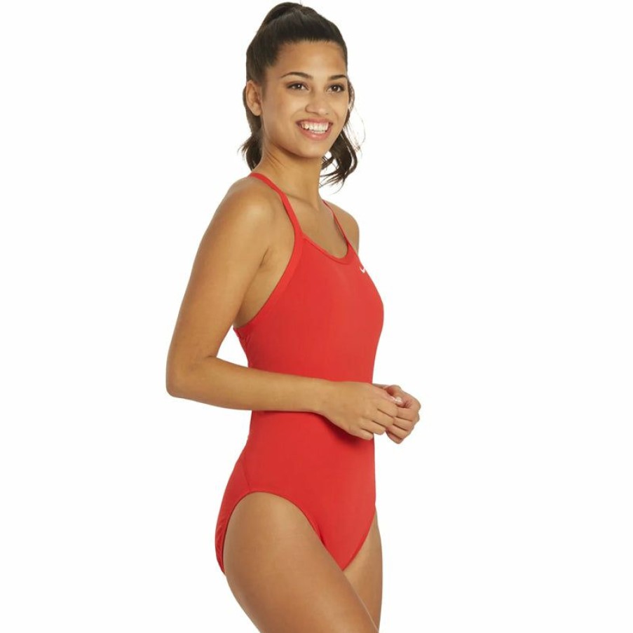 Womens * | Classical Nike Swim Women'S Solid Racerback One Piece (University Red)